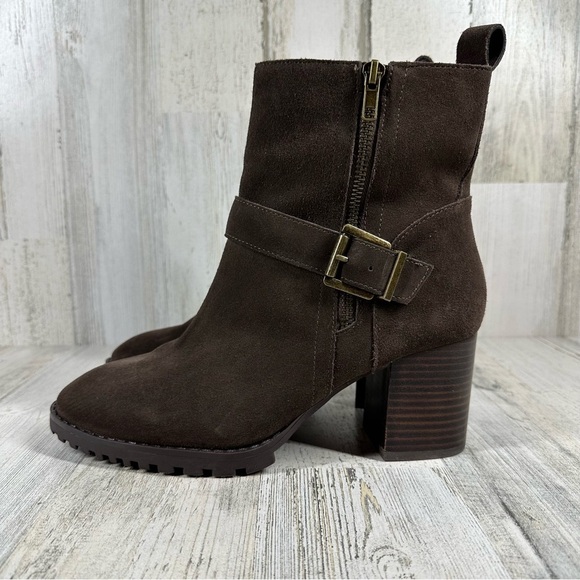 NEW Blondo Talyn Waterproof Brown Leather Block Heel Ankle Boots #1081 - Picture 1 of 12